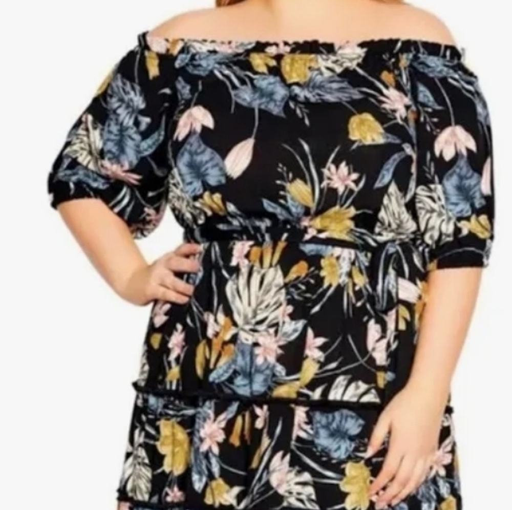 🌿 City Chic Night Jungle Dress – Size 16S, NWT! 🌿🐅